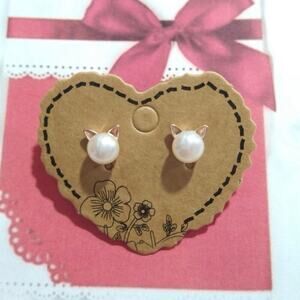 14k Rose Gold Over 925 Sterling Silver Freshwater Pearl Stud Earrings Cat Posts